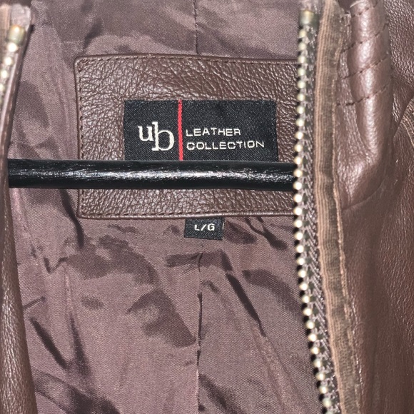 Fitted Brown Leather Jacket, size Large - Picture 5 of 7